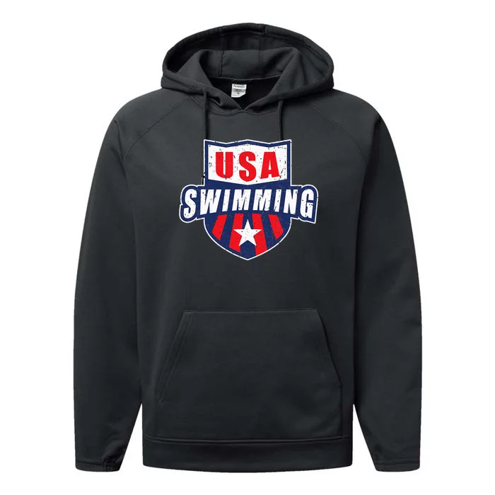 USA Swimming Team Sports Athlete US Swim Aquatic Design Performance Fleece Hoodie