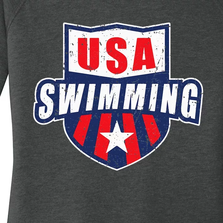 USA Swimming Team Sports Athlete US Swim Aquatic Design Women's Perfect Tri Tunic Long Sleeve Shirt