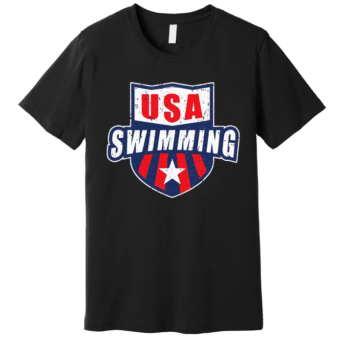 USA Swimming Team Sports Athlete US Swim Aquatic Design Premium T-Shirt