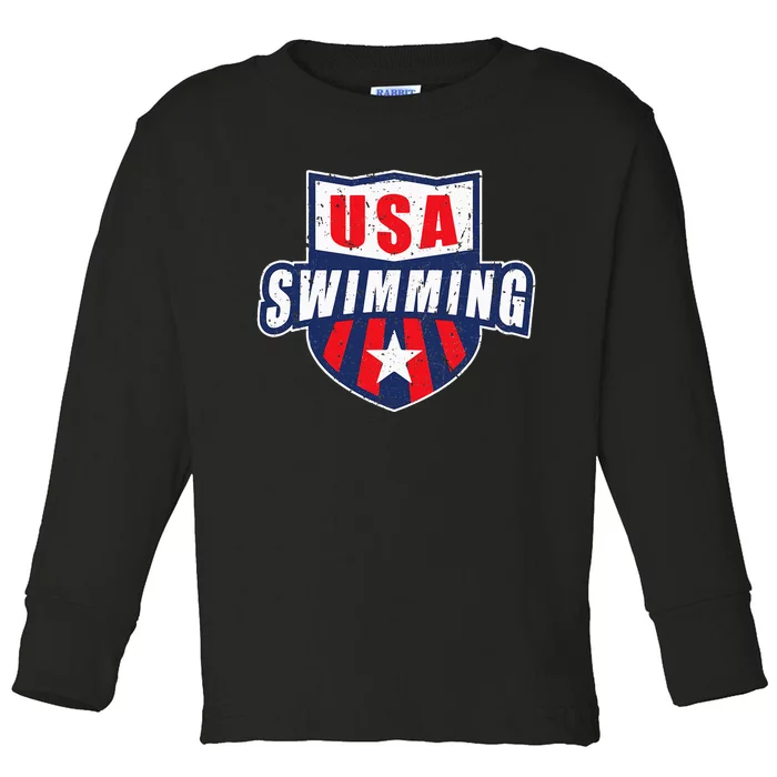 USA Swimming Team Sports Athlete US Swim Aquatic Design Toddler Long Sleeve Shirt