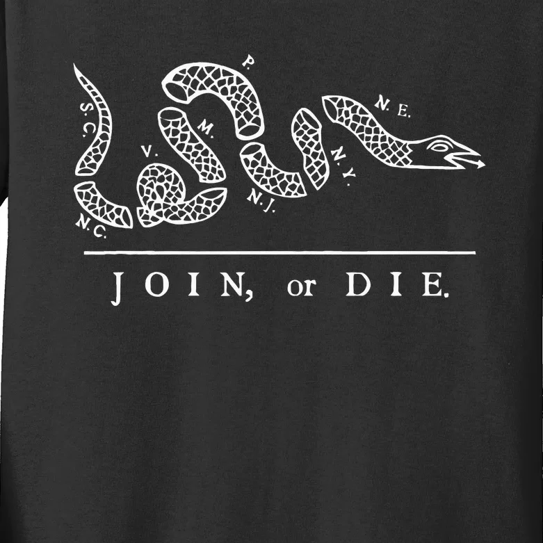 United States Thirteen Colonies Join Or Die Snake Kids Long Sleeve Shirt