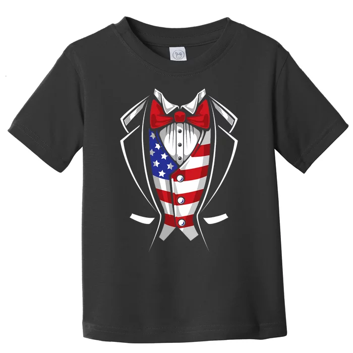 Usa Suit Tuxedo Patriotic 4th Of July Flag America American Toddler T-Shirt