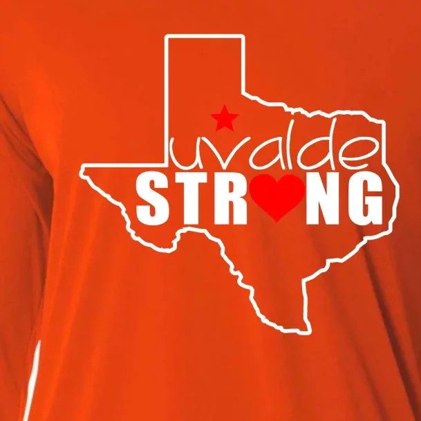 Uvalde Strong Texas Map Heart Cooling Performance Long Sleeve Crew