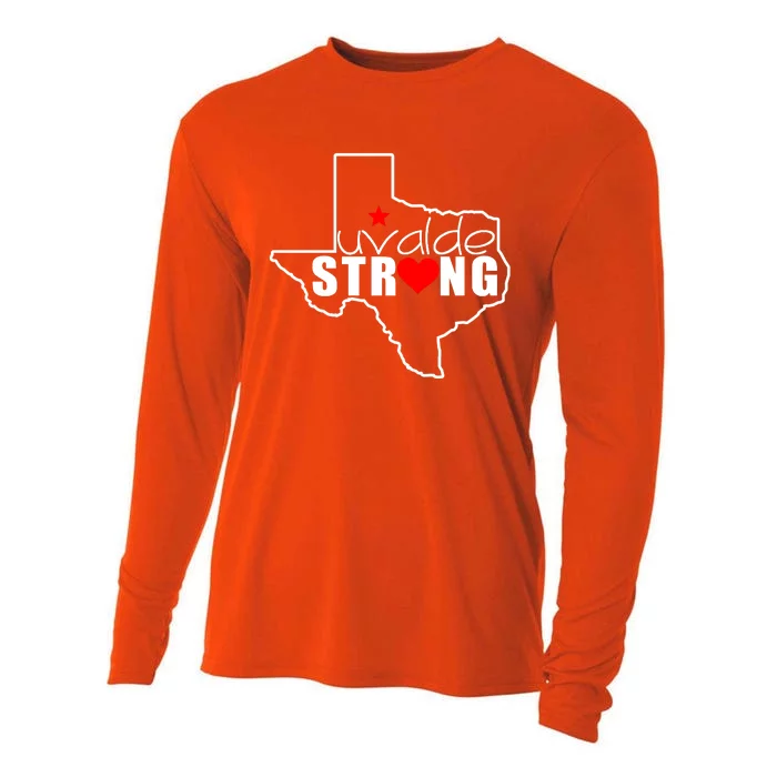 Uvalde Strong Texas Map Heart Cooling Performance Long Sleeve Crew