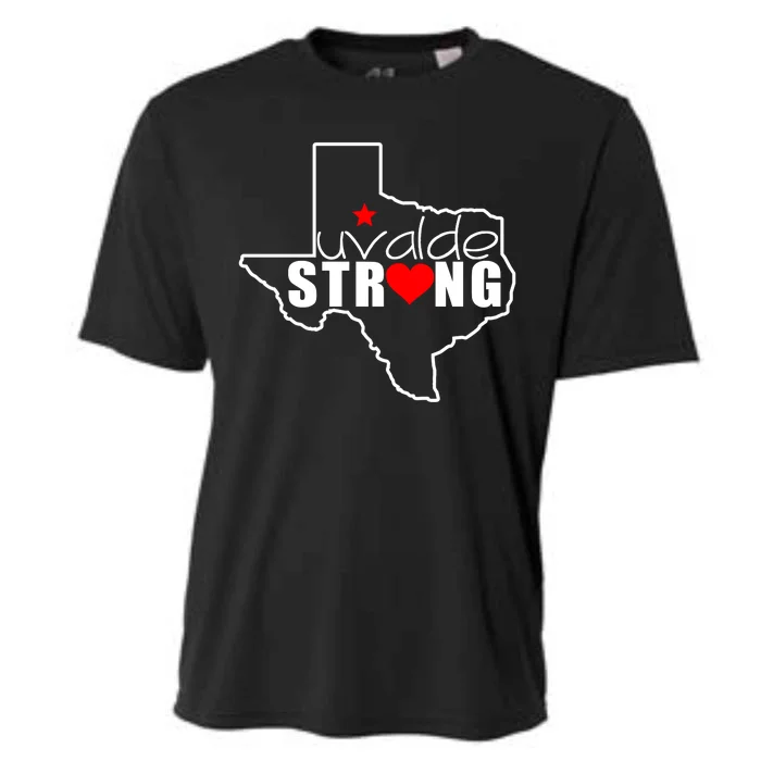 Uvalde Strong Texas Map Heart Cooling Performance Crew T-Shirt