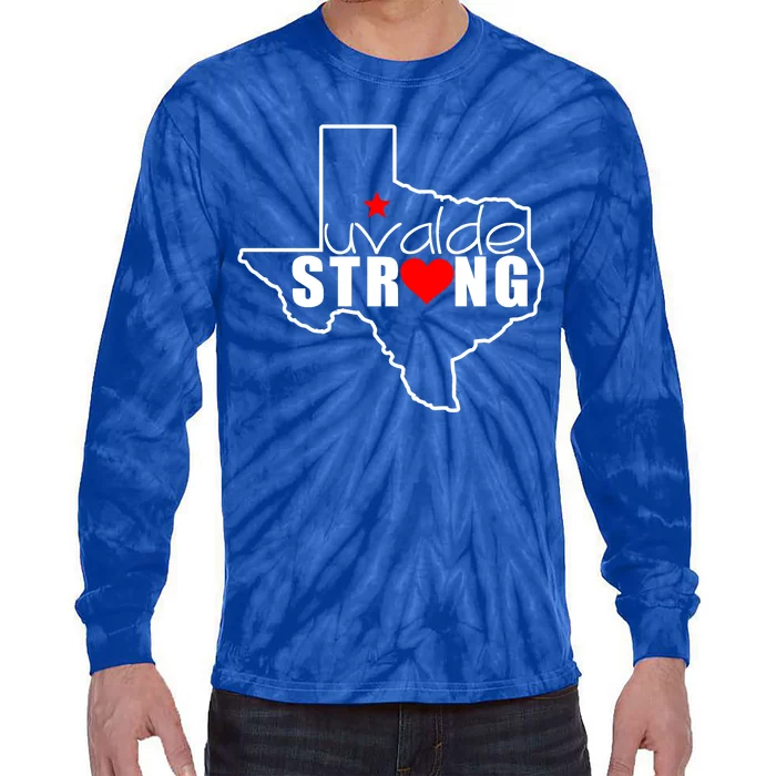 Uvalde Strong Texas Map Heart Tie-Dye Long Sleeve Shirt