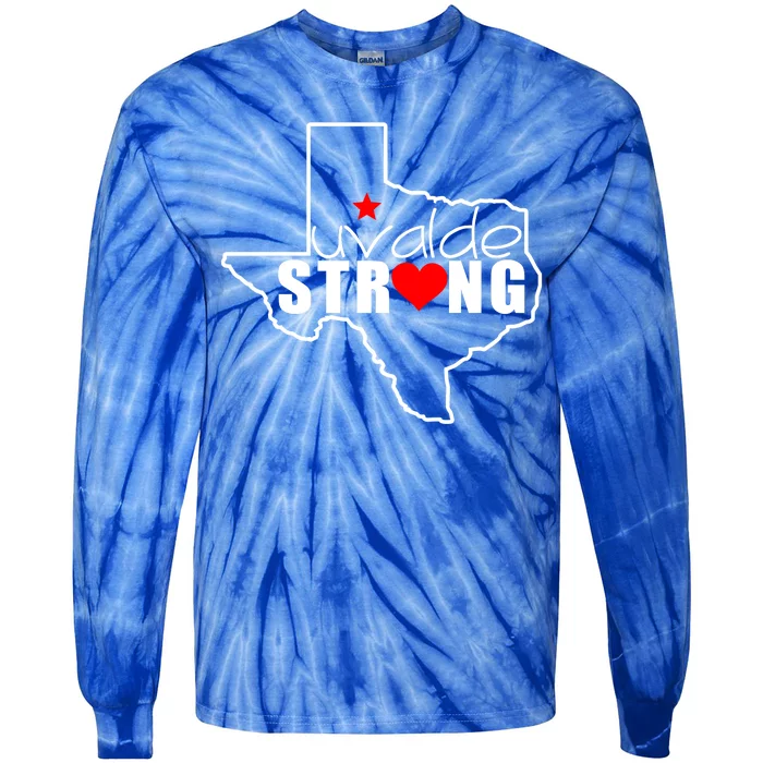 Uvalde Strong Texas Map Heart Tie-Dye Long Sleeve Shirt