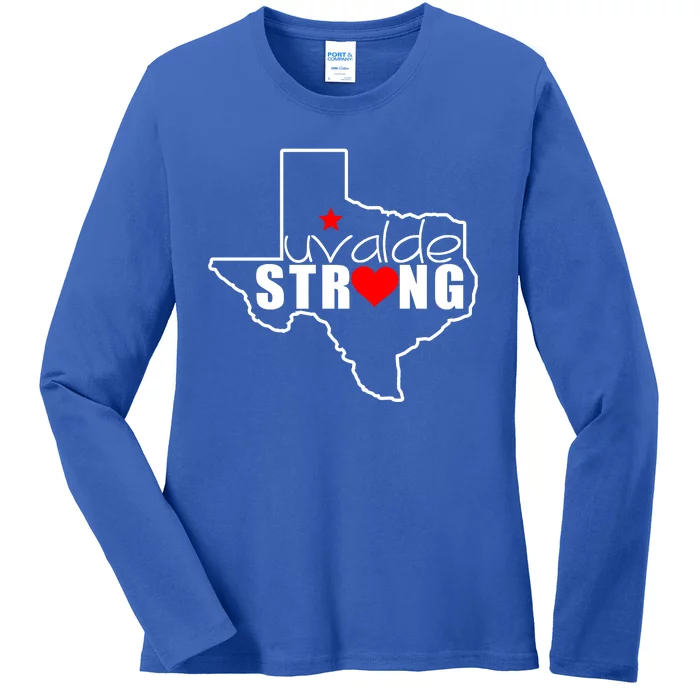 Uvalde Strong Texas Map Heart Ladies Long Sleeve Shirt