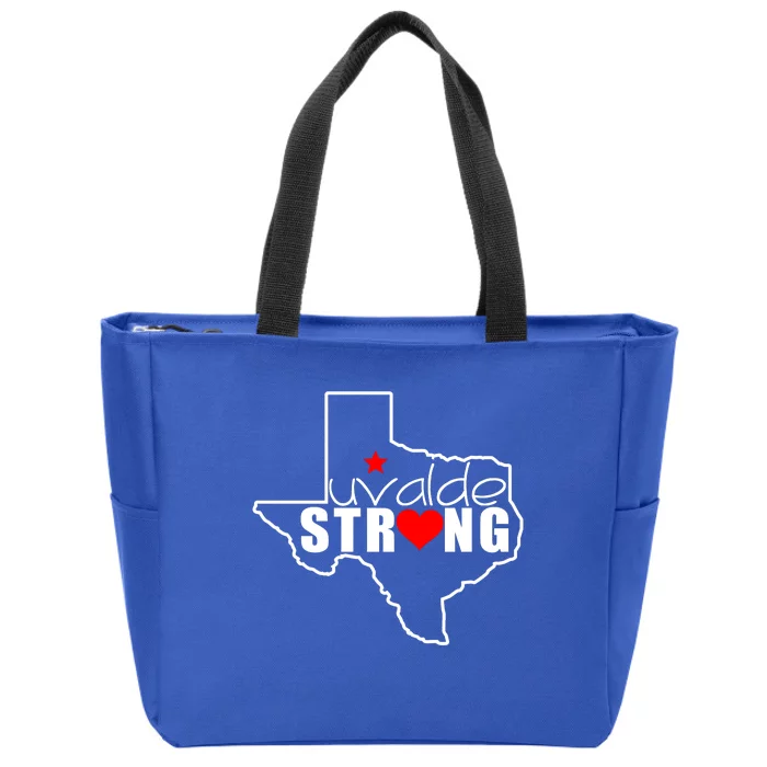 Uvalde Strong Texas Map Heart Zip Tote Bag