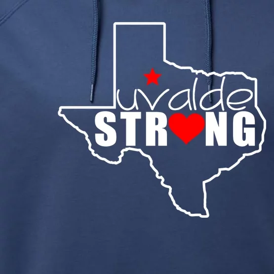 Uvalde Strong Texas Map Heart Performance Fleece Hoodie