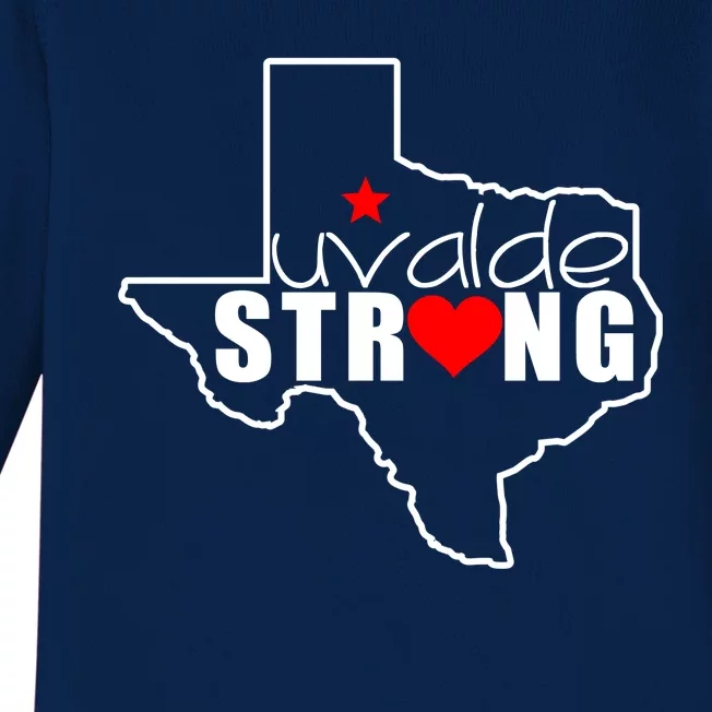 Uvalde Strong Texas Map Heart Baby Long Sleeve Bodysuit