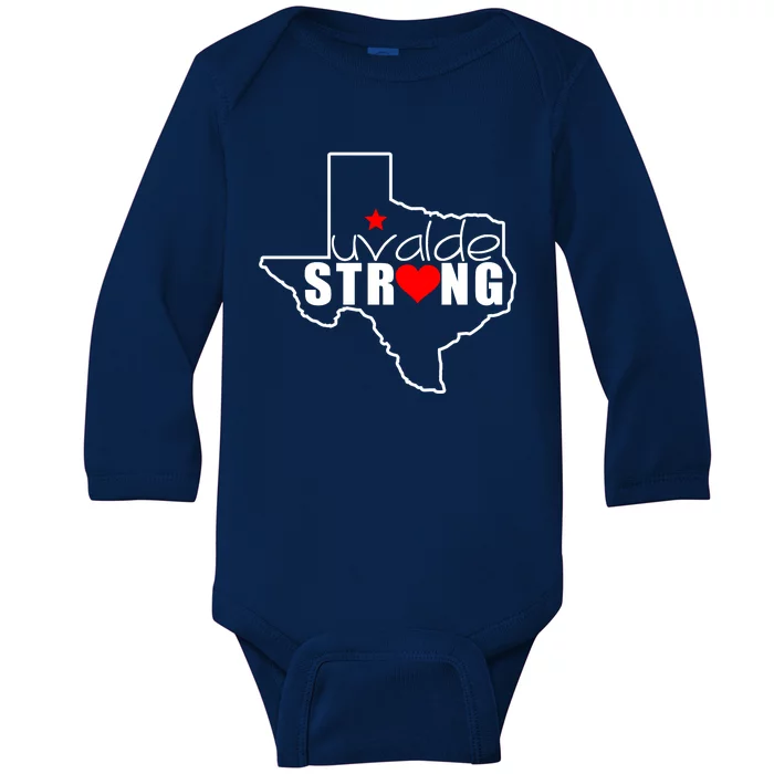 Uvalde Strong Texas Map Heart Baby Long Sleeve Bodysuit