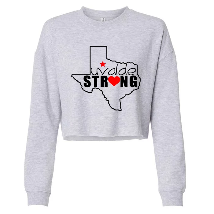 Uvalde Strong Texas Map Heart Cropped Pullover Crew