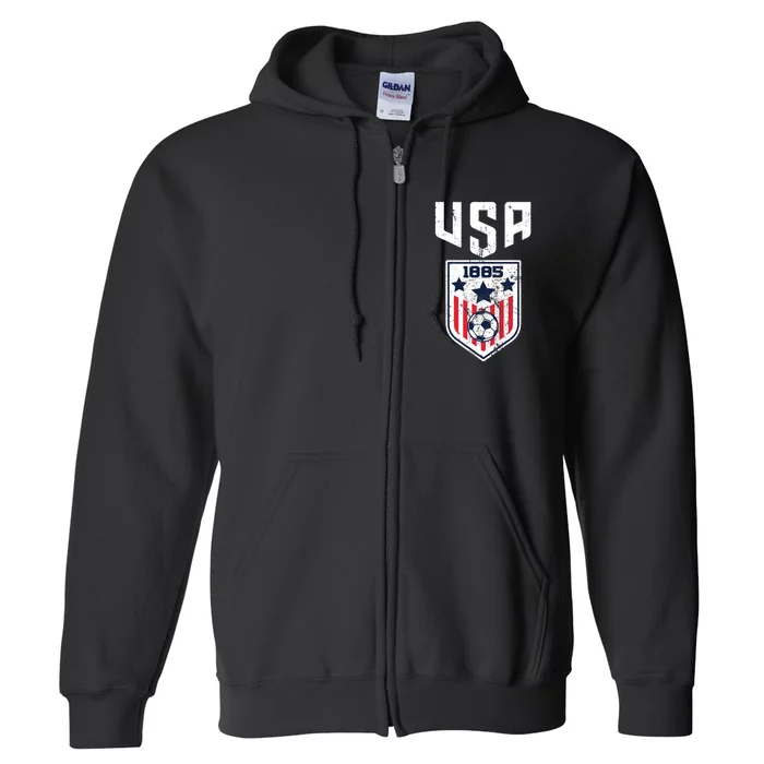 USA Soccer Team 1885 Cool Futbol Equipment Full Zip Hoodie