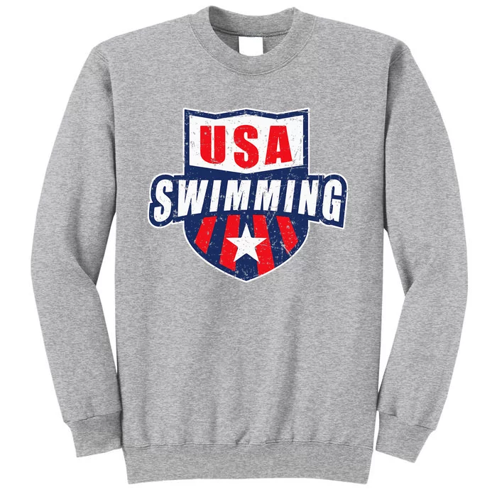 Usa Swimming Team Sports Athlete Us Swim Aquatic Tall Sweatshirt