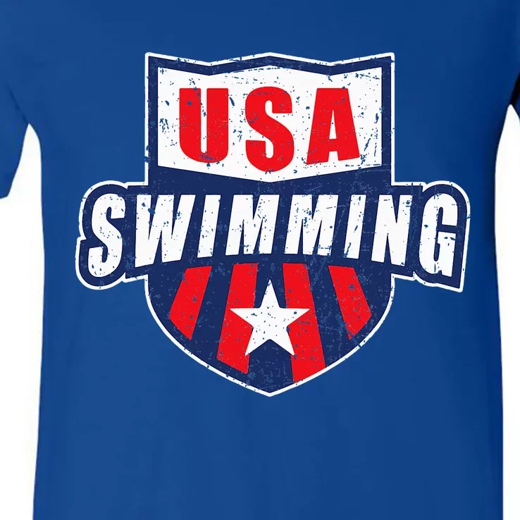 Usa Swimming Team Sports Athlete Us Swim Aquatic V-Neck T-Shirt