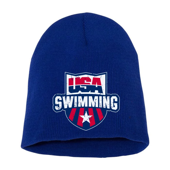 Usa Swimming Team Sports Athlete Us Swim Aquatic Short Acrylic Beanie