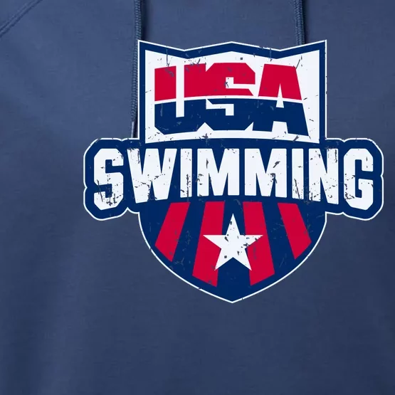 Usa Swimming Team Sports Athlete Us Swim Aquatic Performance Fleece Hoodie