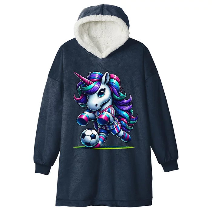 Unicorn Soccer Team Player Hooded Wearable Blanket