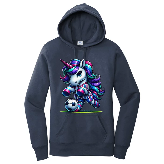 Unicorn Soccer Team Player Women's Pullover Hoodie