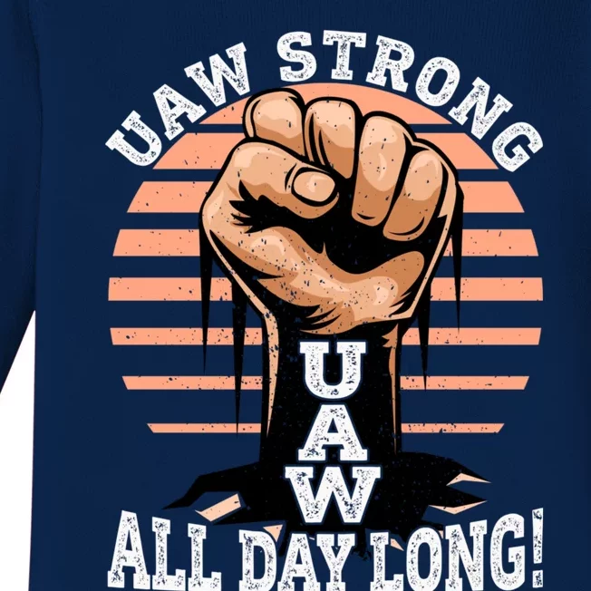 UAW Strong UAW Proud Union Pride UAW Laborer Worker Baby Long Sleeve Bodysuit