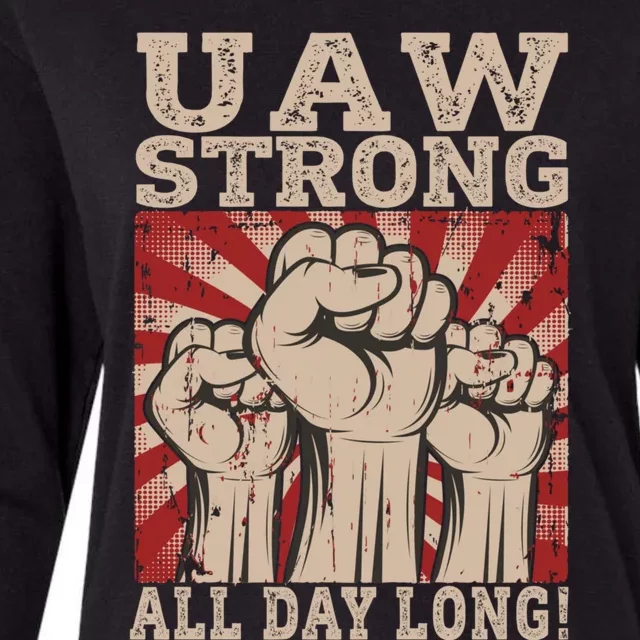 UAW Strong UAW Proud Union Pride UAW Laborer Worker Womens Cotton Relaxed Long Sleeve T-Shirt