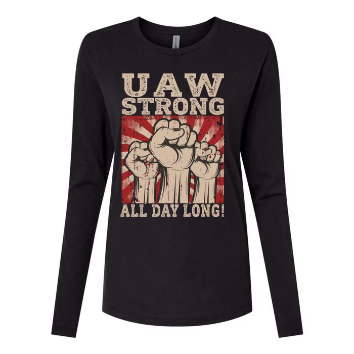 UAW Strong UAW Proud Union Pride UAW Laborer Worker Womens Cotton Relaxed Long Sleeve T-Shirt