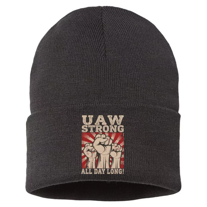 UAW Strong UAW Proud Union Pride UAW Laborer Worker Sustainable Knit Beanie