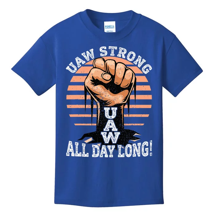 UAW Strong UAW Proud Union Pride UAW Laborer Worker Kids T-Shirt