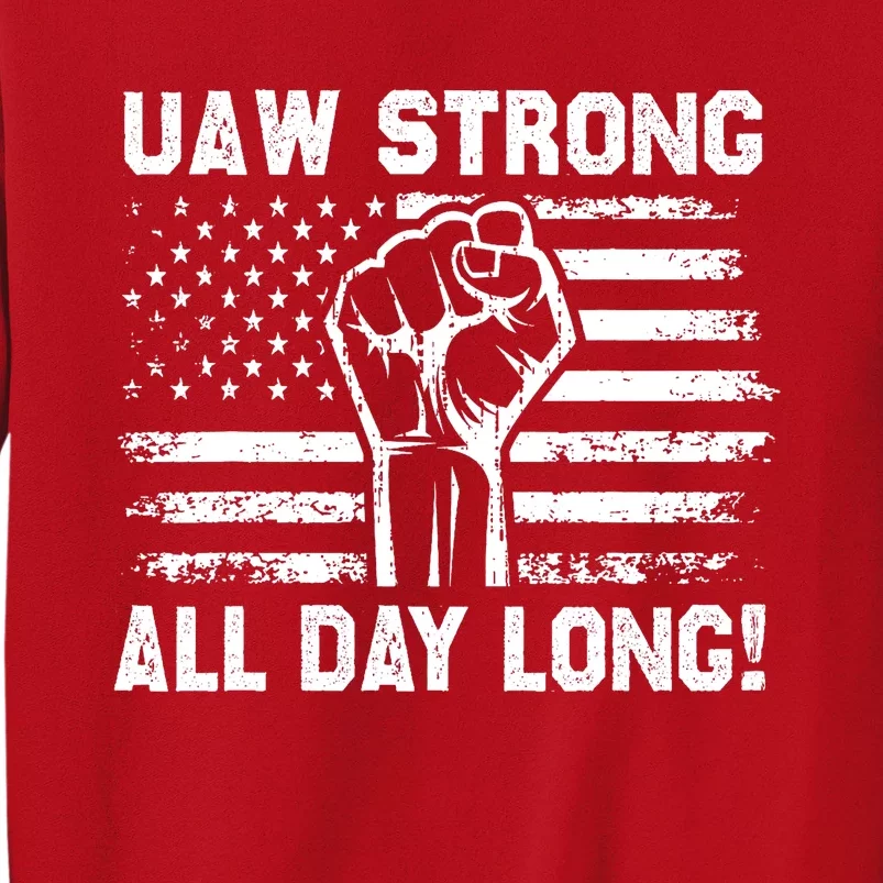 UAW Strike USA Flag Red Tee_ United Auto Workers Picket Sign Sweatshirt