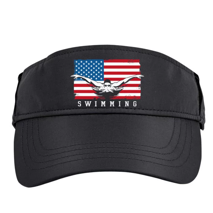 USA Swimming US Flag With Swimmer Swim Team Adult Drive Performance Visor