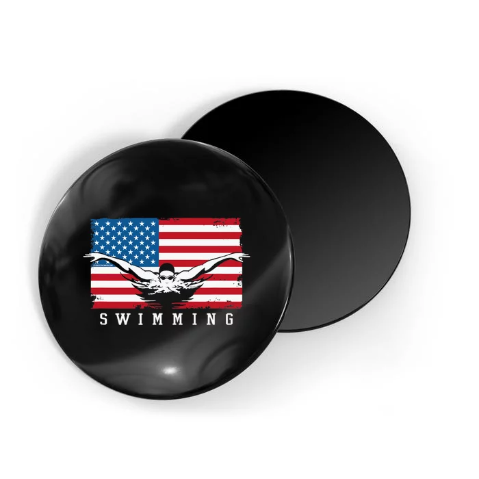 USA Swimming US Flag With Swimmer Swim Team Magnet