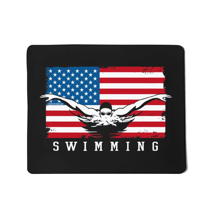 USA Swimming US Flag With Swimmer Swim Team Mousepad