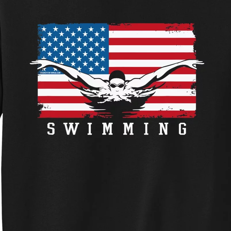 USA Swimming US Flag With Swimmer Swim Team Tall Sweatshirt