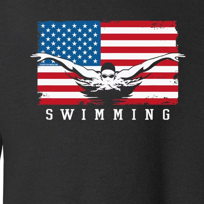 USA Swimming US Flag With Swimmer Swim Team Toddler Sweatshirt