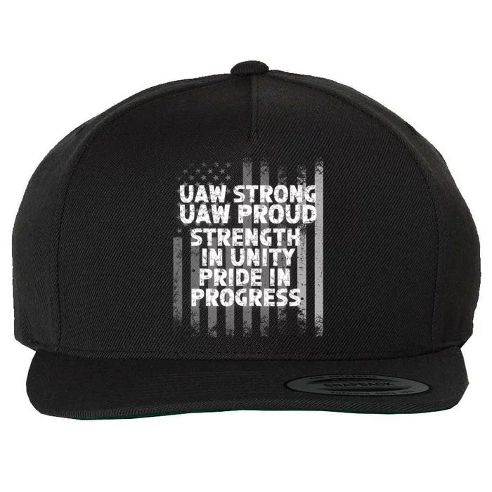 UAW Strong UAW Proud Union Pride UAW Laborer Worker Flag Design Wool Snapback Cap