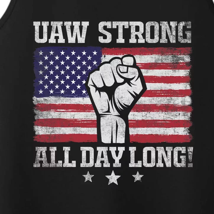 UAW Strike USA Flag Red United Auto Workers Picket Sign America Flag Performance Tank