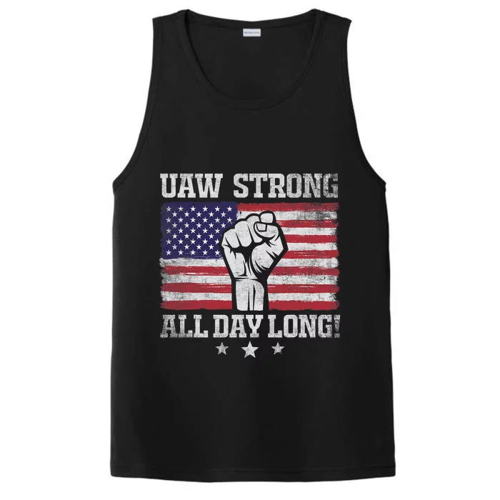 UAW Strike USA Flag Red United Auto Workers Picket Sign America Flag Performance Tank