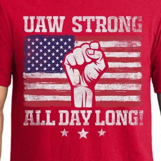 UAW Strike USA Flag Red United Auto Workers Picket Sign America Flag Pajama Set