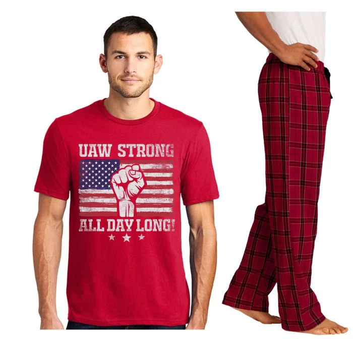 UAW Strike USA Flag Red United Auto Workers Picket Sign America Flag Pajama Set