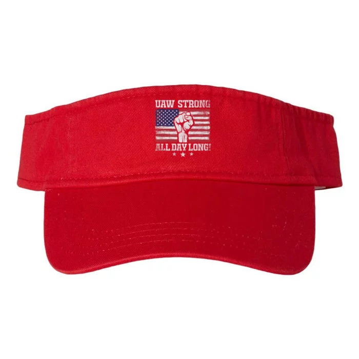 UAW Strike USA Flag Red United Auto Workers Picket Sign America Flag Valucap Bio-Washed Visor