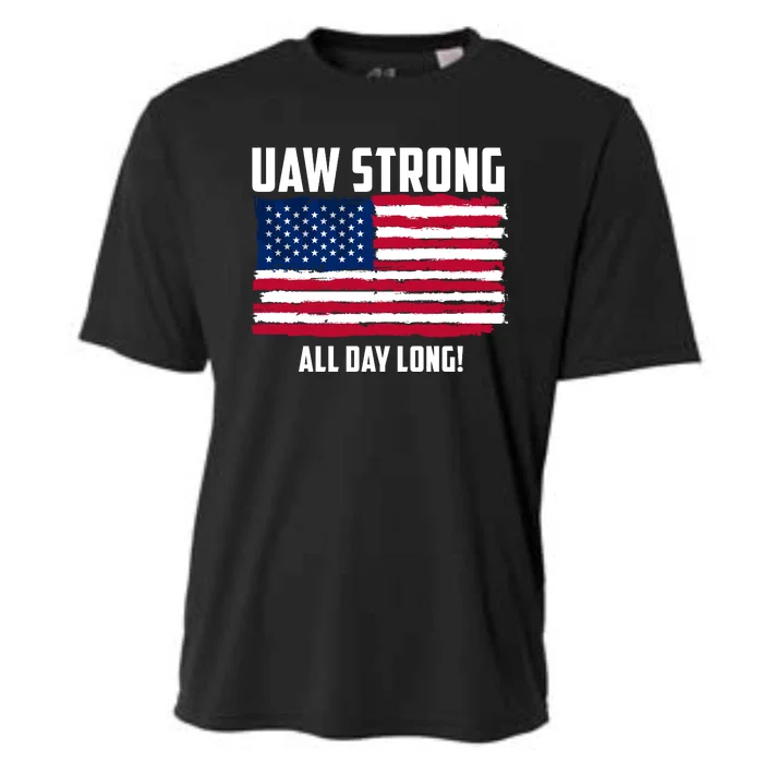 UAW Strike USA Flag Red United Auto Workers Picket Sign Cooling Performance Crew T-Shirt