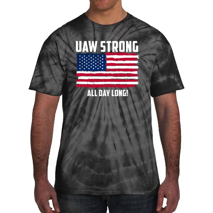 UAW Strike USA Flag Red United Auto Workers Picket Sign Tie-Dye T-Shirt