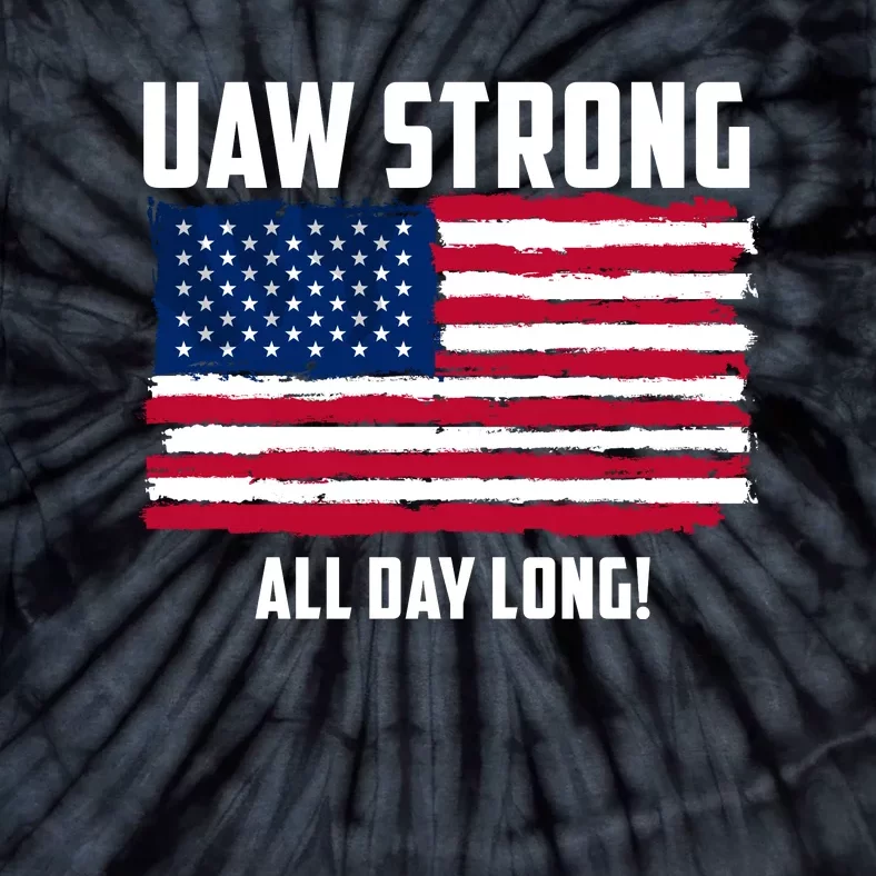 UAW Strike USA Flag Red United Auto Workers Picket Sign Tie-Dye T-Shirt