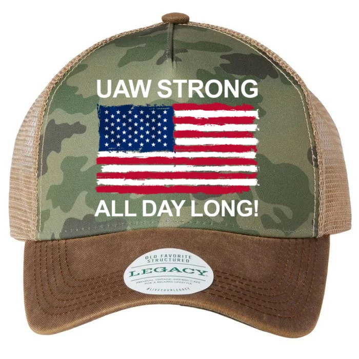 UAW Strike USA Flag Red United Auto Workers Picket Sign Legacy Tie Dye Trucker Hat