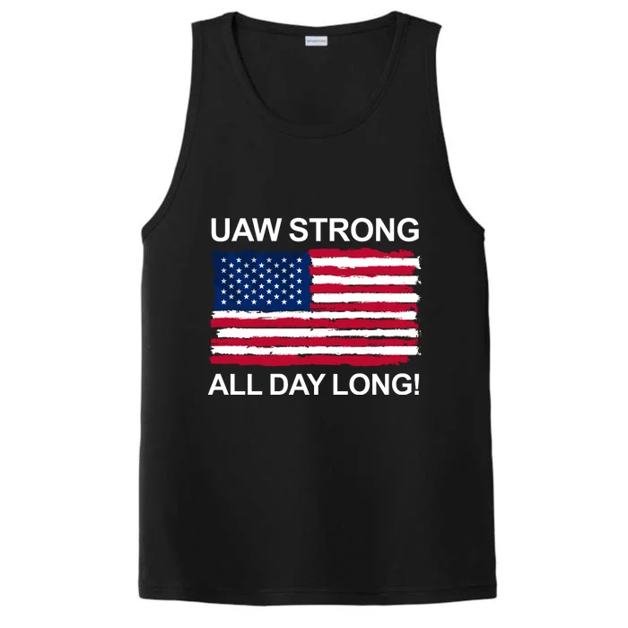 UAW Strike USA Flag Red United Auto Workers Picket Sign Performance Tank