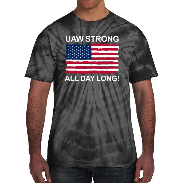 UAW Strike USA Flag Red United Auto Workers Picket Sign Tie-Dye T-Shirt