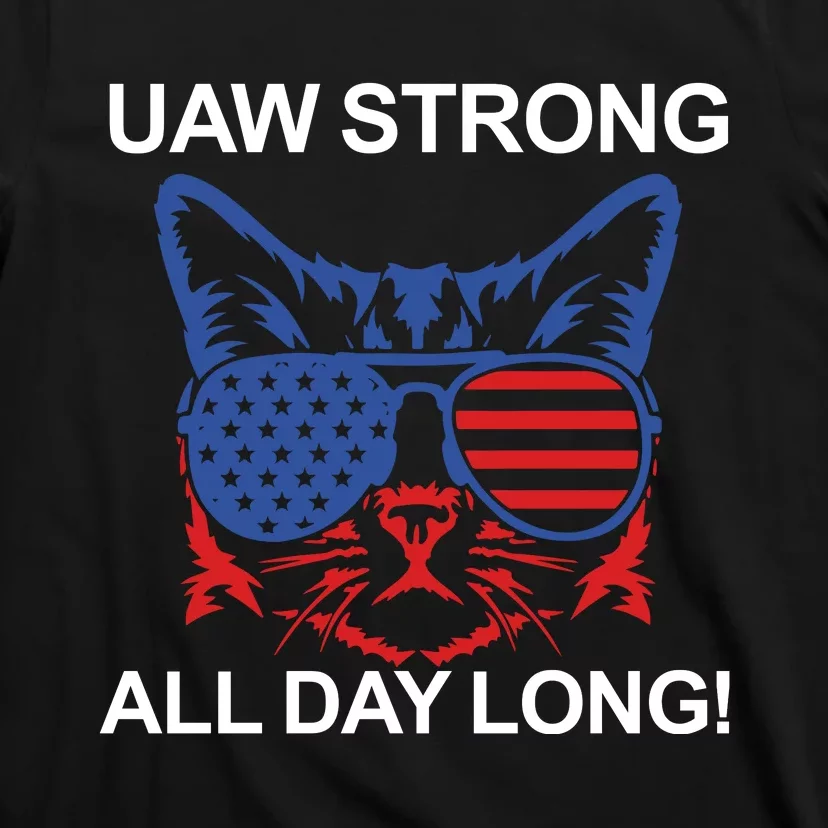 UAW Strike USA Flag Red United Auto Workers Picket Sign T-Shirt