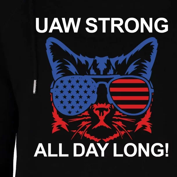 UAW Strike USA Flag Red United Auto Workers Picket Sign Womens Funnel Neck Pullover Hood