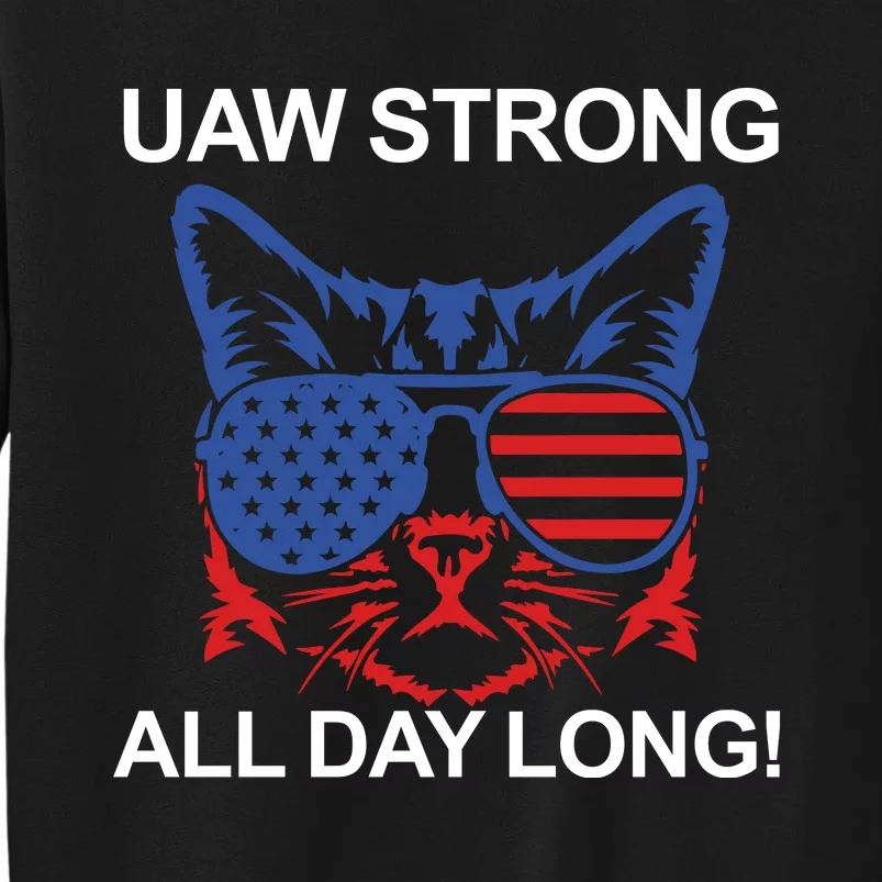 UAW Strike USA Flag Red United Auto Workers Picket Sign Tall Sweatshirt